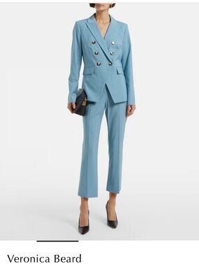 Veronica Beard Powder Blue Double-Breasted Tailored Pantsuit